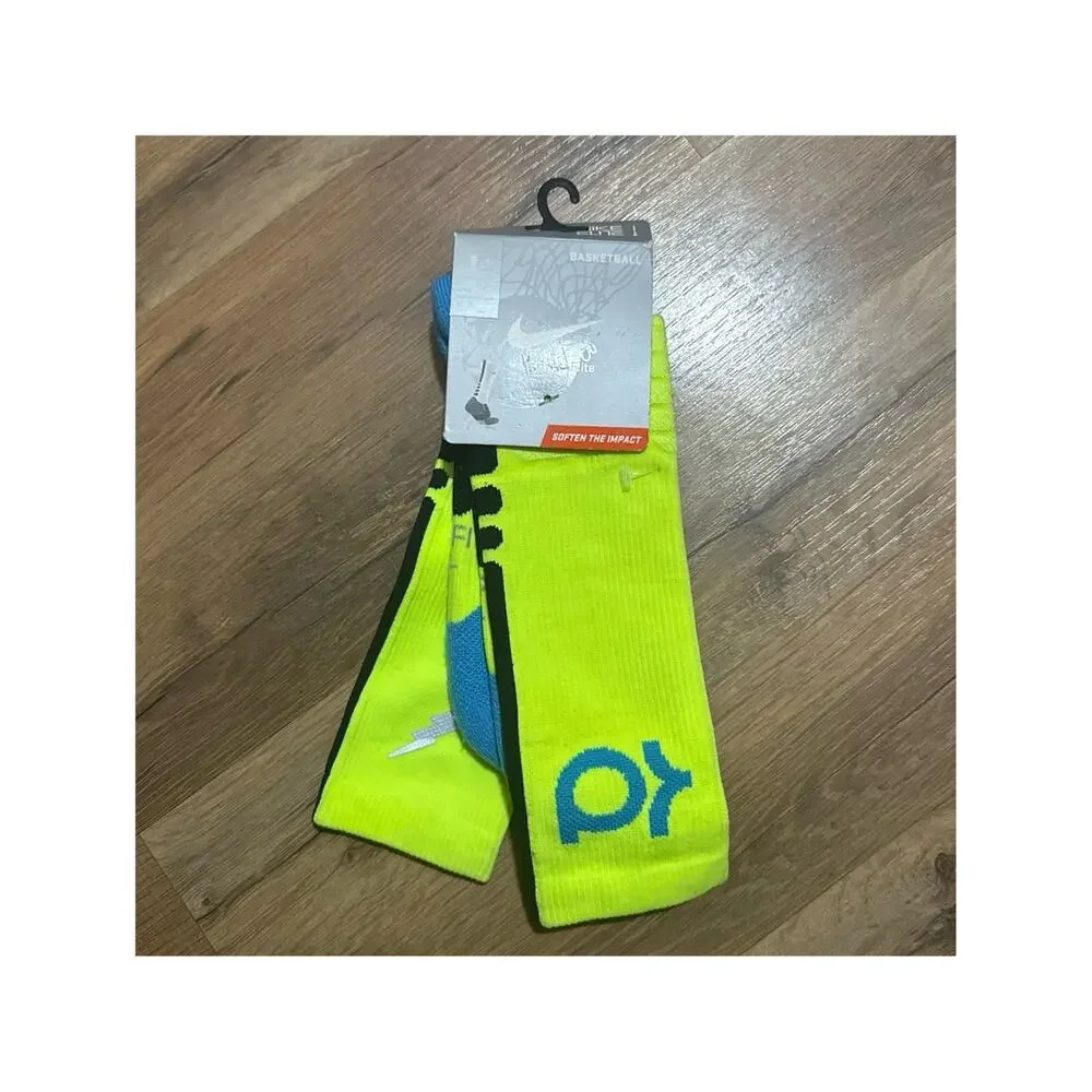 2013 Nike KD Hyper Elite Cushioned Basketball Dri-Fit Volt Blue Crew Socks